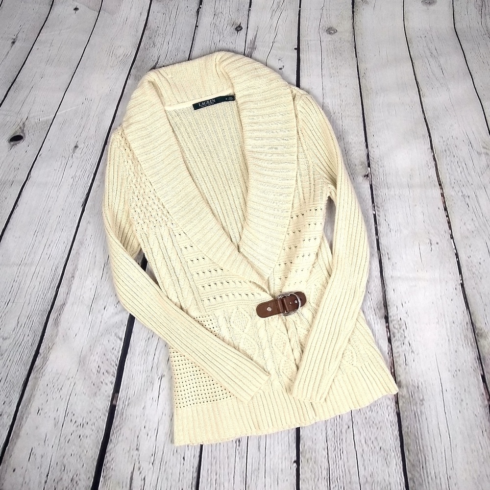 Lauren Ralph Lauren White Knit Sweater Medium